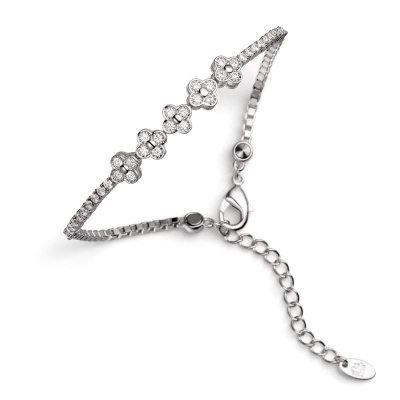 Lunavit Flower Silver Magnetic Bracelet - Delicate Elegance with Cubic Zirconias