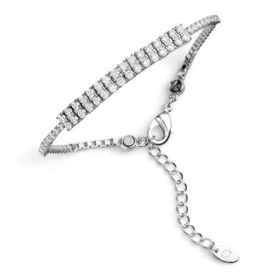 Lunavit Twin Silver Magnetic Bracelet - Delicate Elegance with Cubic Zirconias